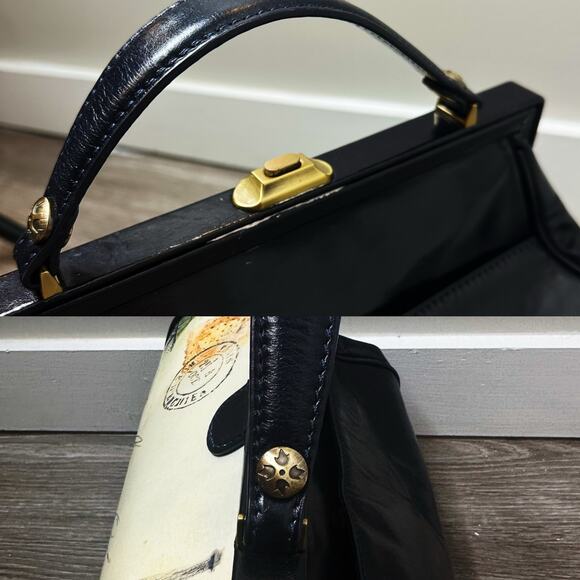 Patricia Nash Brianza Paris Postcard Satchel Leather Limited Edition Crossbody - Picture 8 of 16